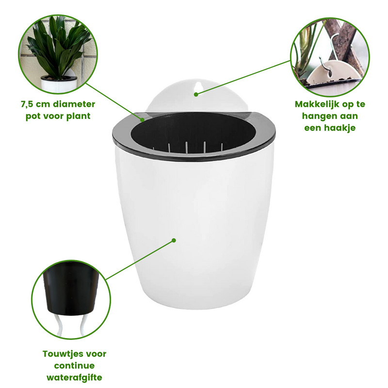 Verticale tuin planten pot - Wit - Small - 7,5cm pot - Set van 3 stuks